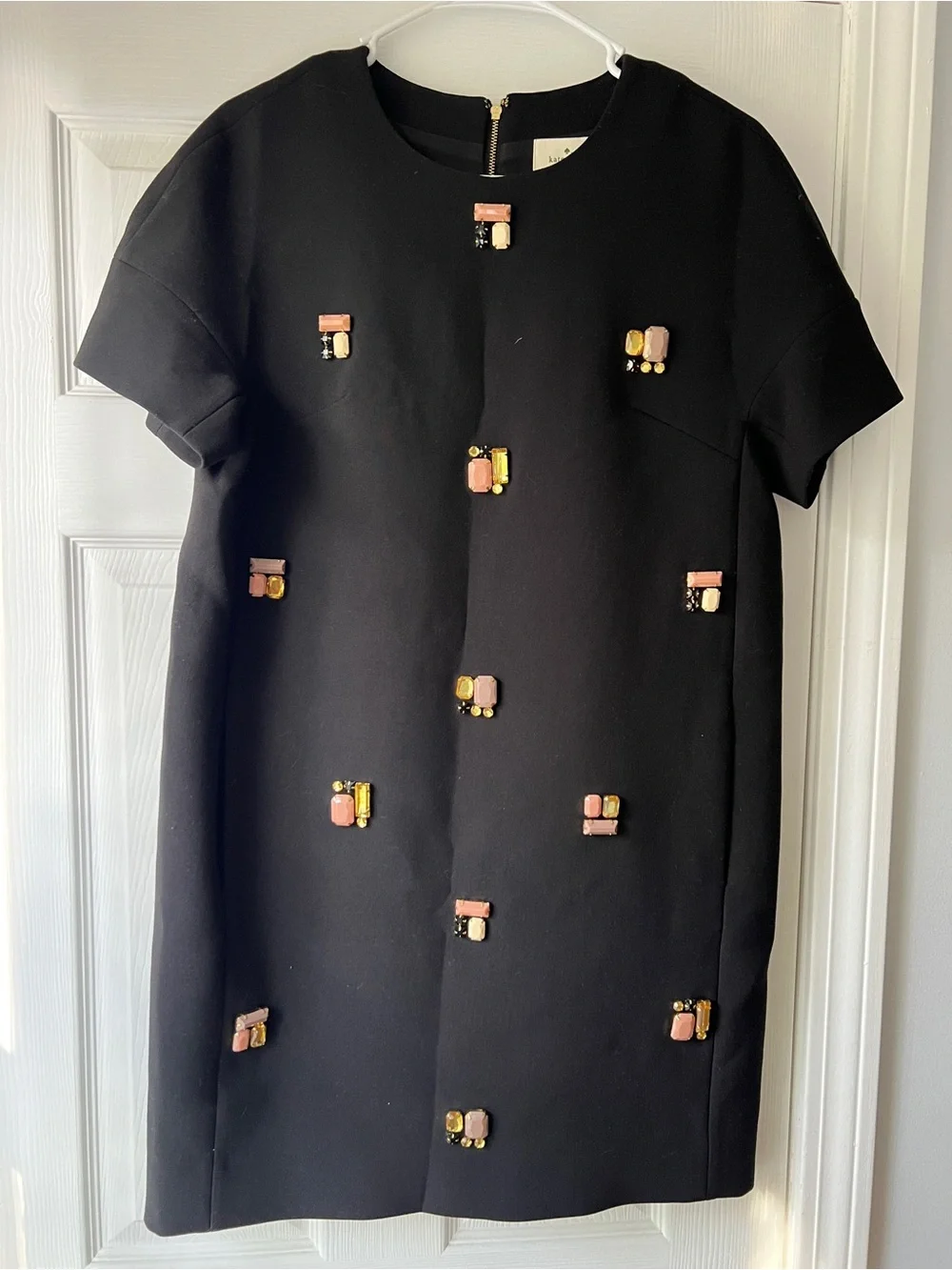 Kate Spade New York Black Jeweled Embellished Shift Dress Size 6 Holiday Glam